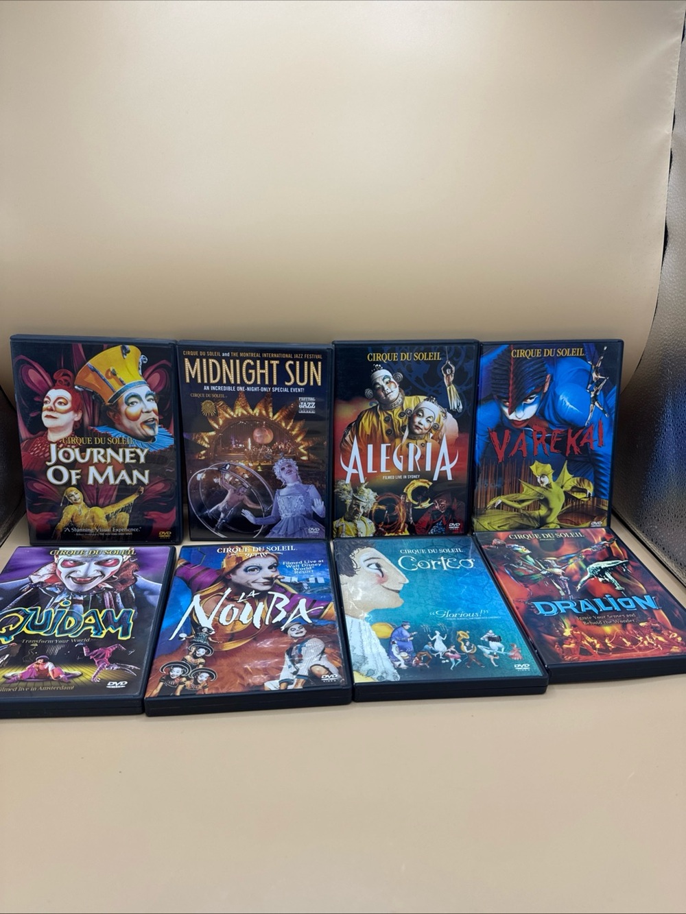 Cirque Du Soleil DVD Lot of 8 Quidam Dralion corteo Nouba Quidam Vareka Alegria